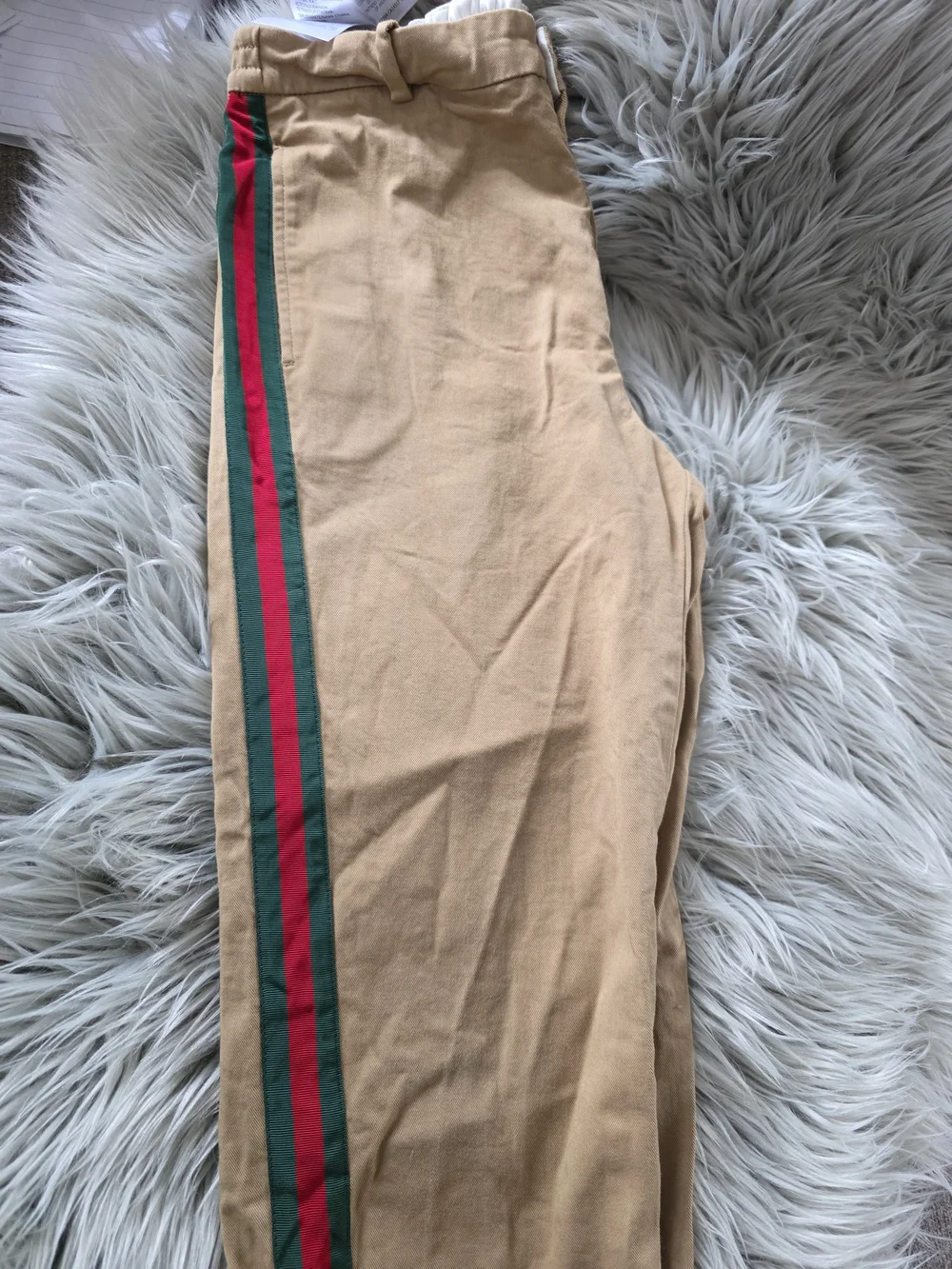Gucci Tan Chinos with Red & Green Side Stripes Uzed Size 10 Boys